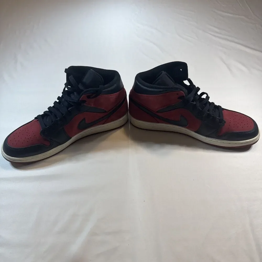 Nike Air Jordan 1 Mid Bred Black Red Men’s Sneakers Size 11 554724-610